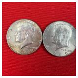 2 - 40% Silver 1969 Kennedy Half Dollars