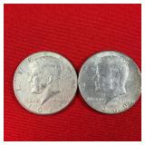 2 - 40% Silver 1969 Kennedy Half Dollars