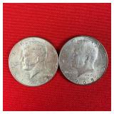 2 - 1965 40% Silver Kennedy Half Dollars