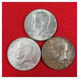 3 - 40% Silver 1967 Kennedy Half Dollars