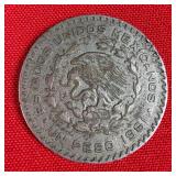 1961 Mexican 1 Peso Coin 10% Silver Content