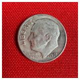 1951 90% Silver Roosevelt Dime