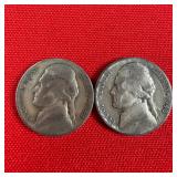 2 - 1943-P Wartime 35% Silver Jefferson Nickels