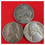 2 - 35% Silver Wartime Nickels 1 - Non-Silver