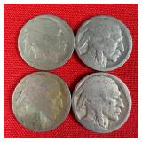 4 - Illegible Date Buffalo Nickels