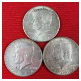 3 - 90% Silver 1964 Kennedy Half Dollars