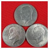 3 - 1971 Eisenhower 'Ike' $1 Dollar Coins