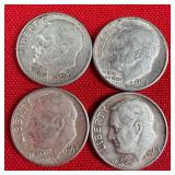 4 - 1962 90% Silver Roosevelt Dimes