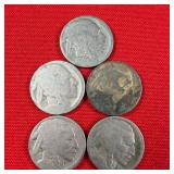 5 - Illegible Date Buffalo Nickels