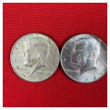 2 - 40% Silver 1968 Kennedy Half Dollars