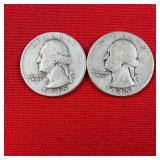2 - 1945-S 90% Silver Washington Quarters
