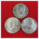 3 - 1968 40% Silver Kennedy Half Dollars