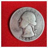 1942-S 90% Silver Washington Quarter