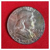 1958 90% Silver Franklin Half Dollar