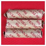 3 - 50 Cent Rolls of Unsorted Pennies