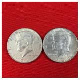 2 - 40% Silver 1969 Kennedy Half Dollars