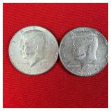 2 - 40% Silver 1965 Kennedy Half Dollars