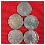 5 - Illegible Date Buffalo Nickels