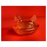 Miniature Translucent Peach Hen on Nest