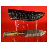 Damascus Fixed Blade Hunting Knife W/ Sheath