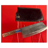 Carbon Steel Rasp Butcher Cleaver W/ Sheath