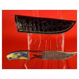 Damascus Fixed Blade Knife W/ Sheath
