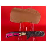 Carbon Steel Bull Cutter Style Knife W/ Sheath