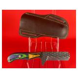 Carbon Steel Bull Cutter Style Knife W/ Sheath