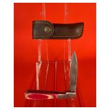 Damascus Slip Joint Folding Pocket Knife W/ Sheath