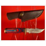 Damascus Fixed Blade Hunting Knife W/ Sheath