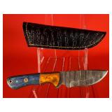 Damascus Fixed Blade Knife W/ Sheath