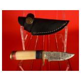 Small Damascus Knife W/ Sheath