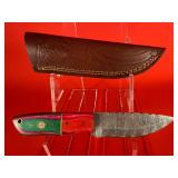 Damascus Fixed Blade Knife W/ Sheath