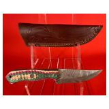 Damascus Fixed Blade Hunting Knife W/ Sheath