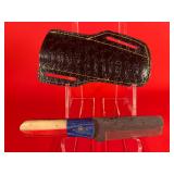 Texan Flag Bull Cutter Style Knife W/ Sheath