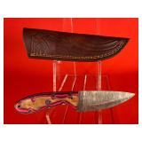 Damascus Fixed Blade Hunting Knife W/ Sheath