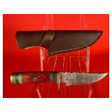 Damascus Fixed Blade Knife W/ Sheath