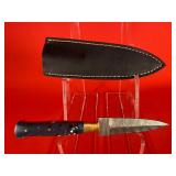 Damascus Boot / Stiletto Style Dagger W/ Sheath