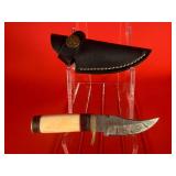 Bone Handle Damascus Fixed Blade Knife