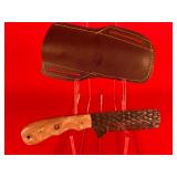 Carbon Steel Bull Cutter Style Knife W/ Sheath