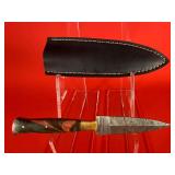 Damascus Boot / Stiletto Style Dagger W/ Sheath