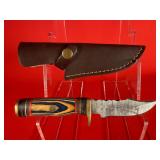 Damascus Hunting / Skinning Knife W/ Sheath