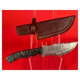 Damascus Survival Style Knife W/ Sheath