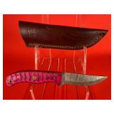 Damascus Fixed Blade Knife W/ Sheath