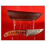 Damascus Fixed Blade Knife W/ Sheath