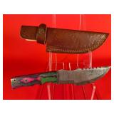Damascus Survival Style Knife W/ Sheath