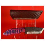 Carbon Steel Tanto Style Knife W/ Sheath