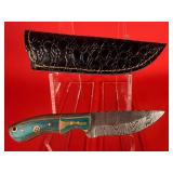 Damascus Fixed Blade Knife W/ Sheath