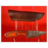 Damascus Hunting / Skinning Knife W/ Sheath