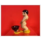 Little Boy Peeing Cast Iron Candle Stick Holder
